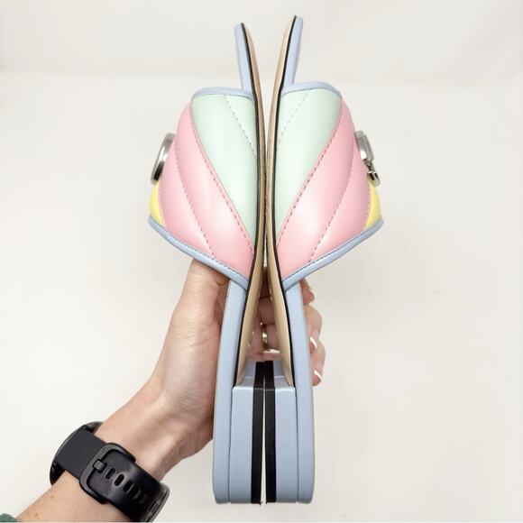 Gucci Jolie GG Marmont Quilted Leather Pastel Flat Slide Sandals - Picture 6 of 12